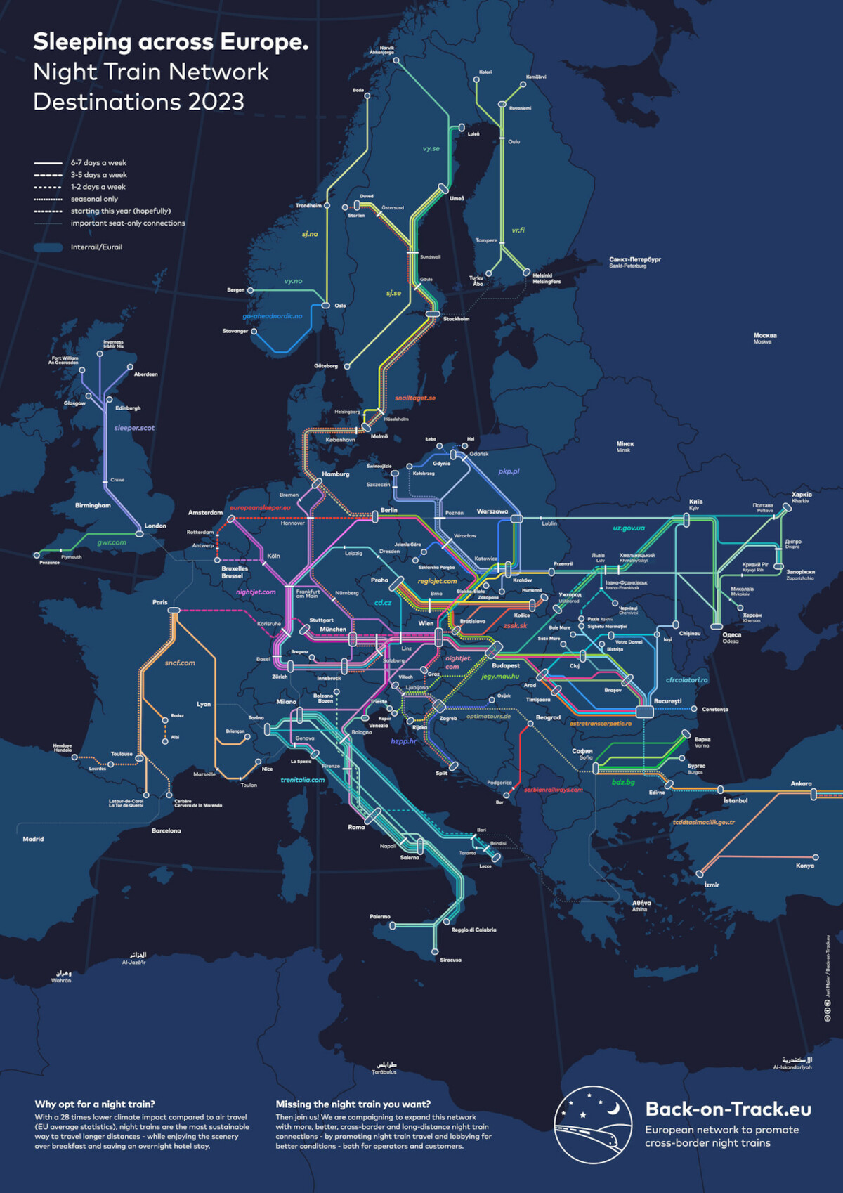 Nachtzuglinien Europa