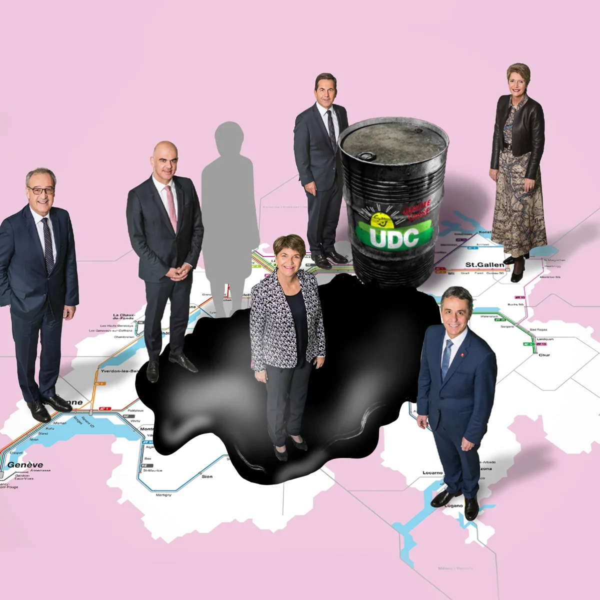 Bundesrat SVP Ölfass Bundesrat SVP Ölfass