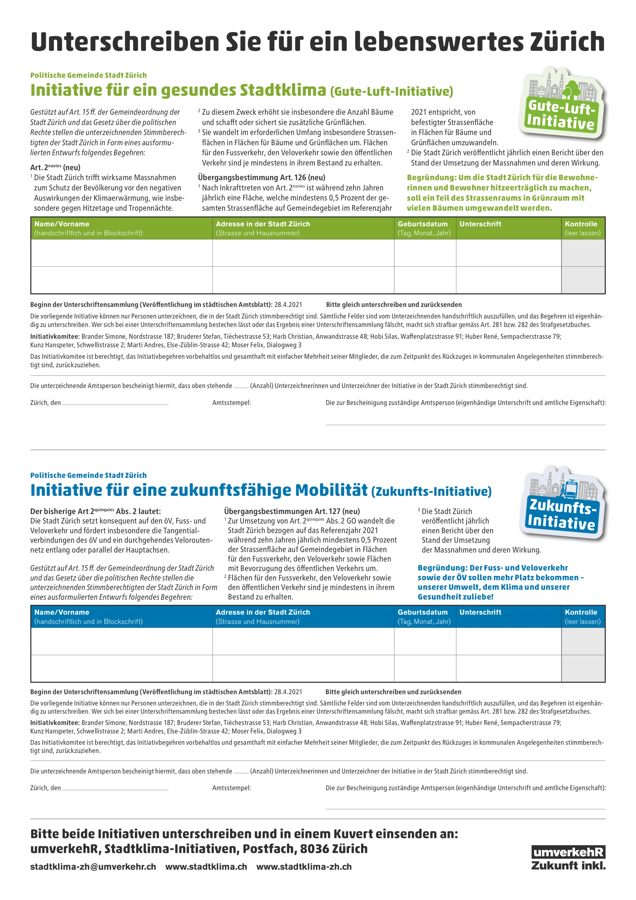 Bild der Unterschriftenbogen