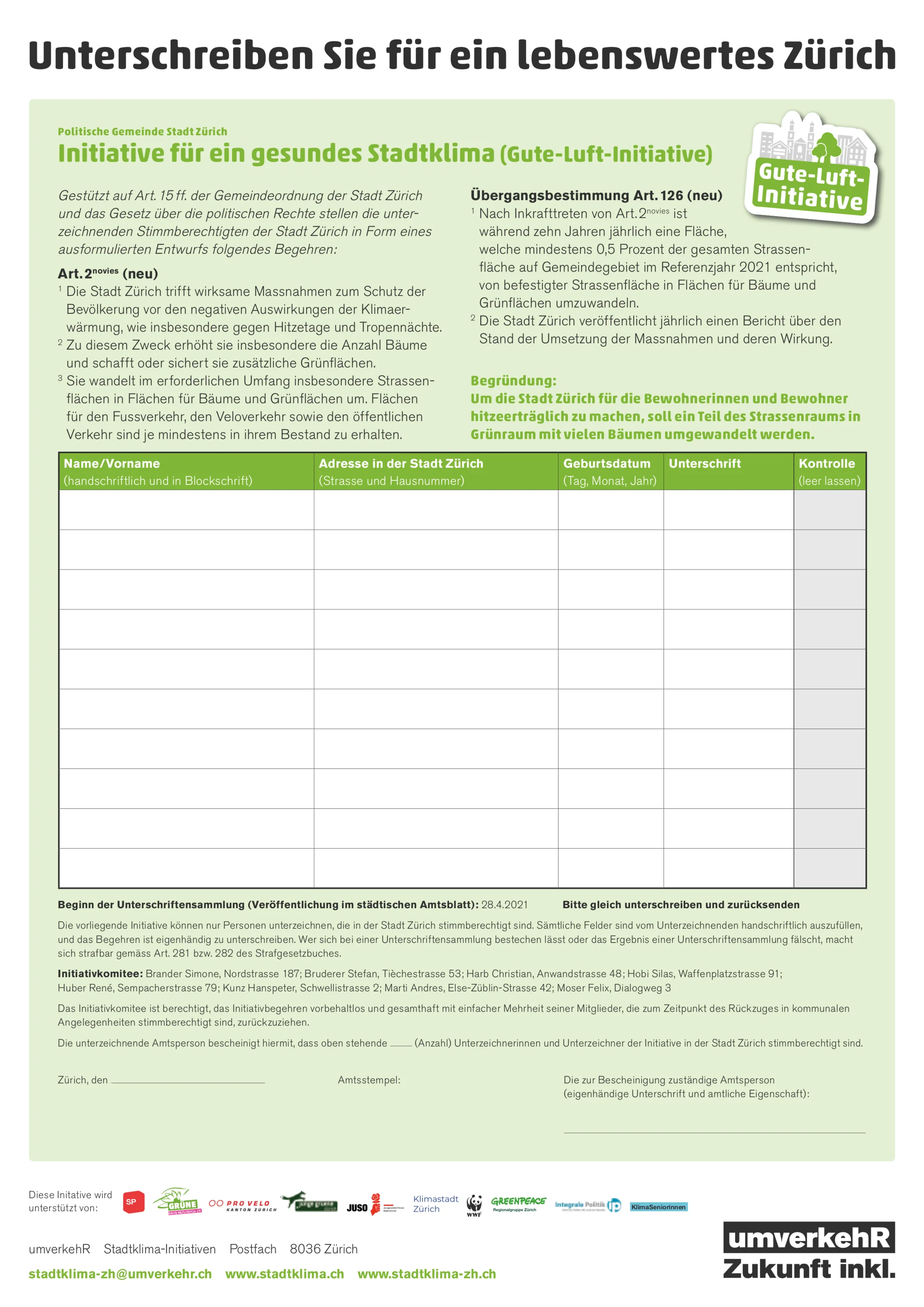 Bild des Unterschriftenbogens