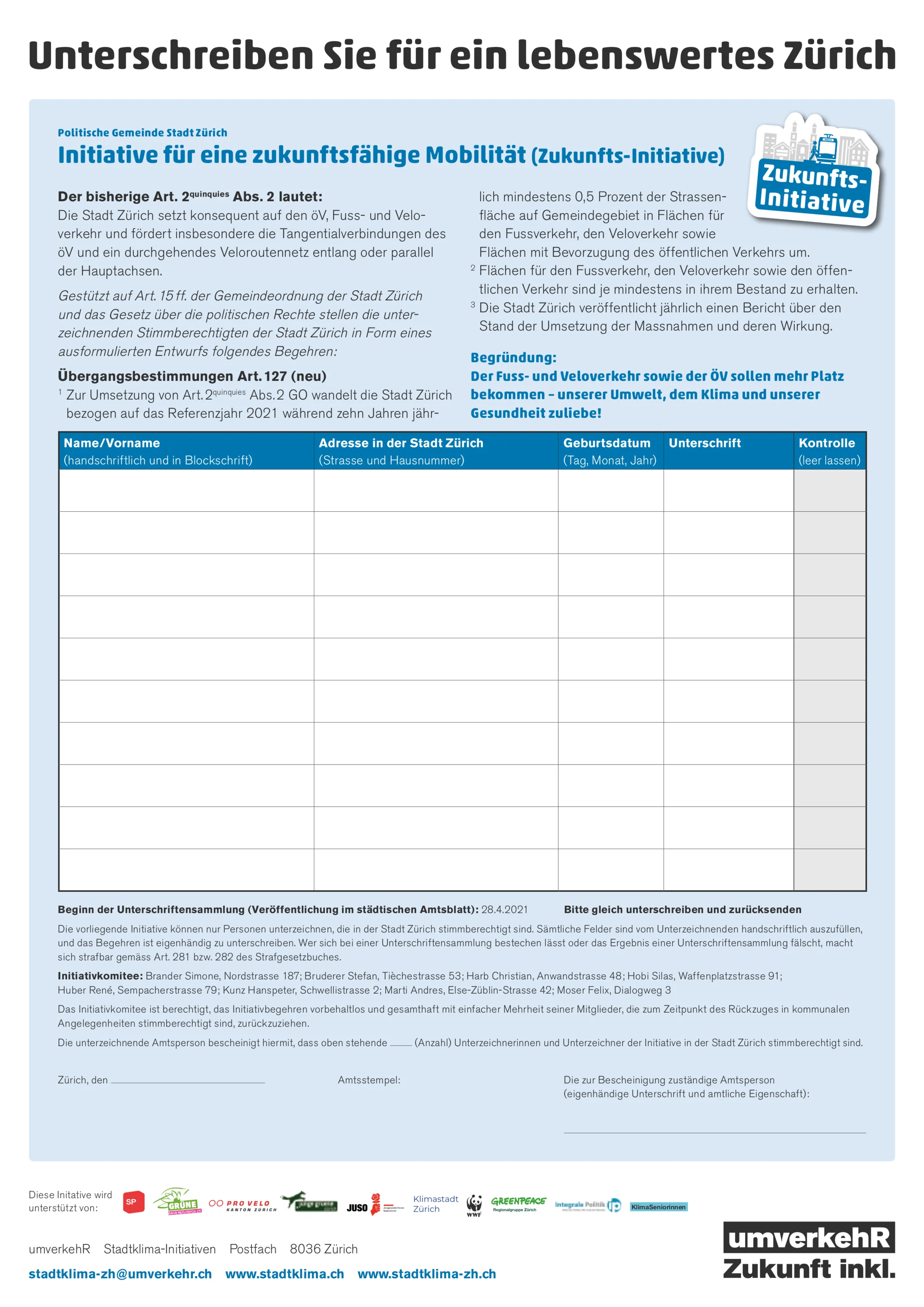 Bild des Unterschriftenbogens