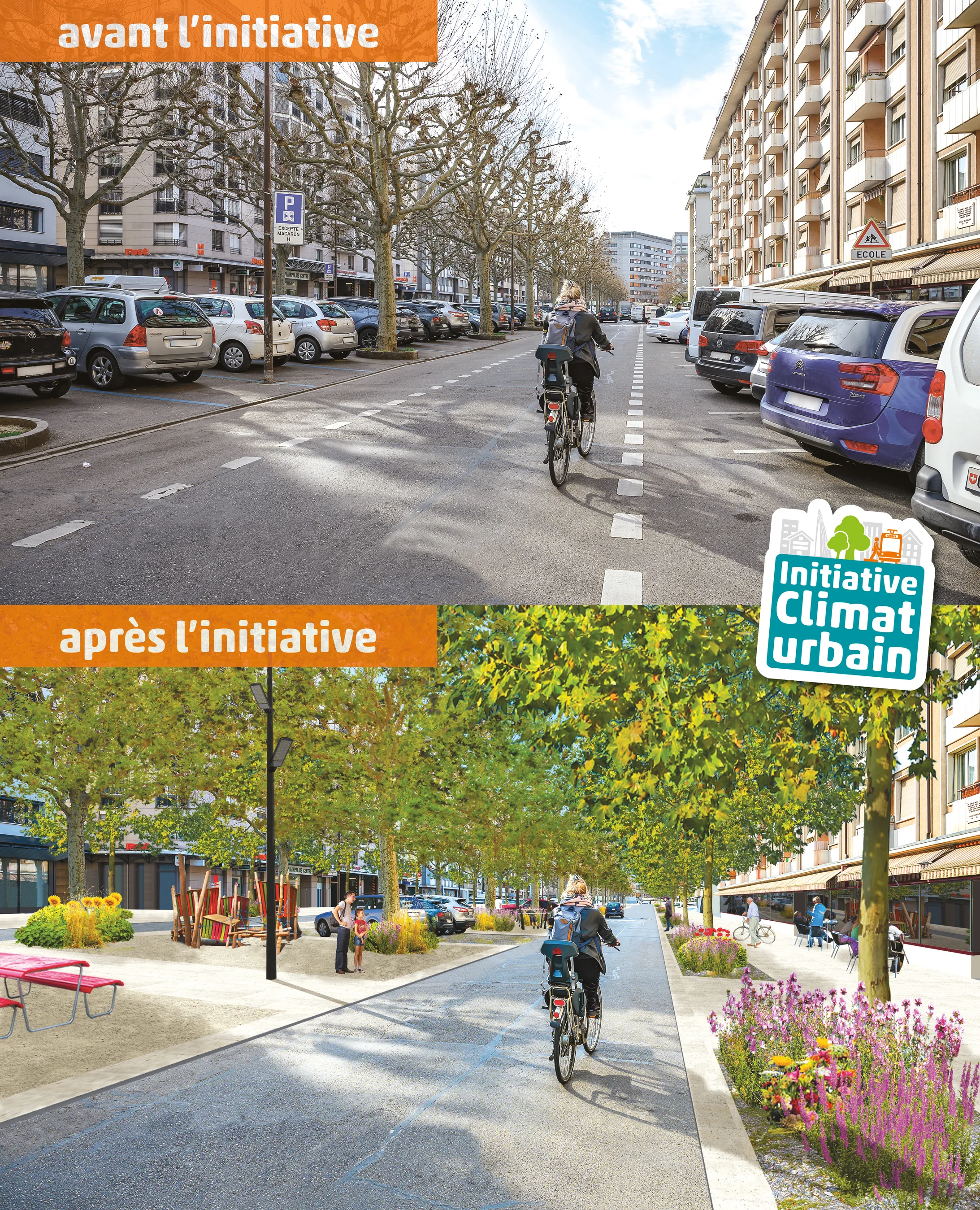 Rue Dancet à Genève avant et après l'initiative Rue Dancet à Genève avant et après l'initiative