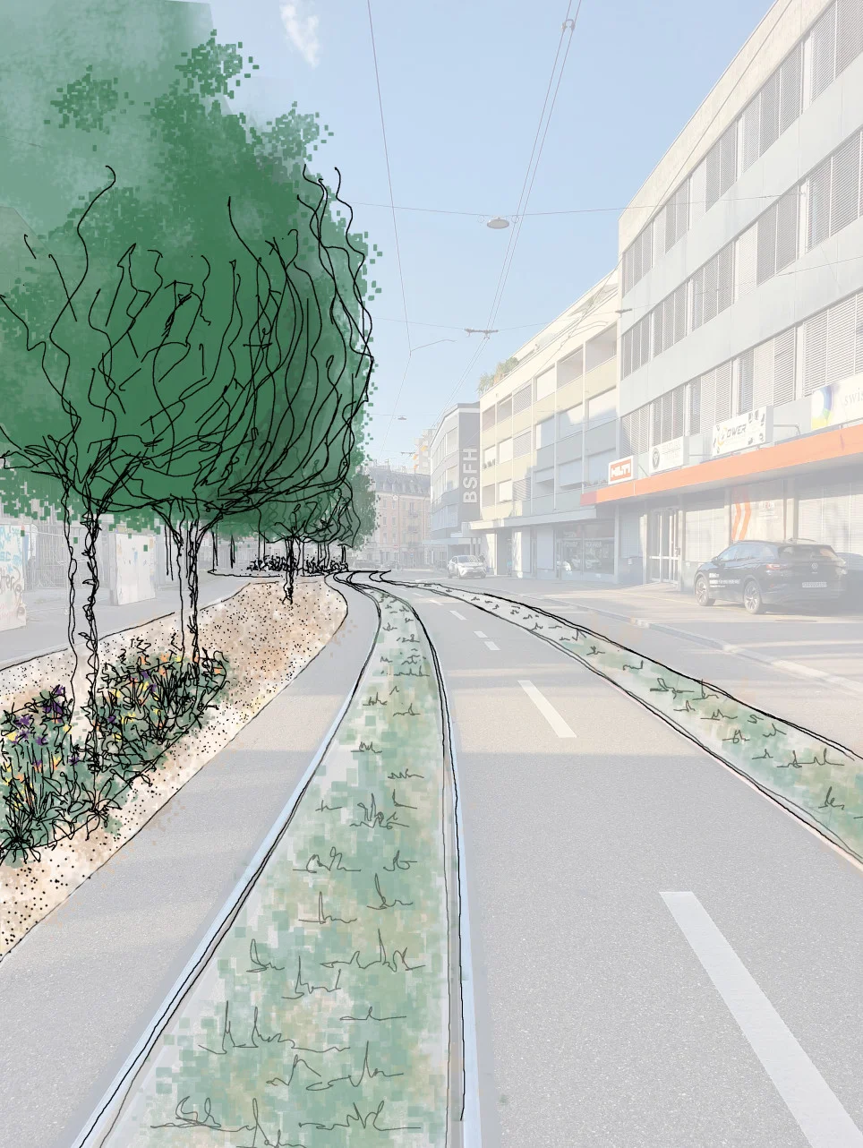 Schaffhauserstrasse Oerlikon Ost nachher
