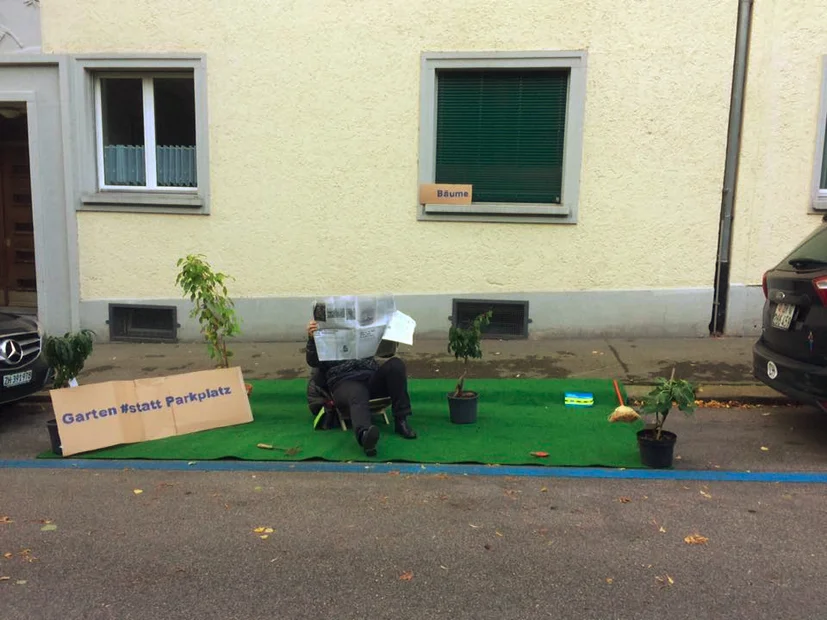 Garten statt Parkplatz am PARK(ing) Day 2017 in Zürich