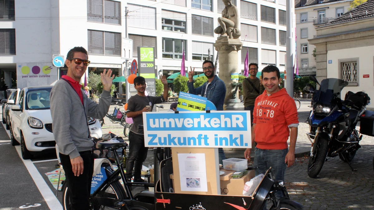 Kochen, Essen, Trinken und Diskutieren von Jafar’s kitchen in Zürich am PARK(ing) Day 2019