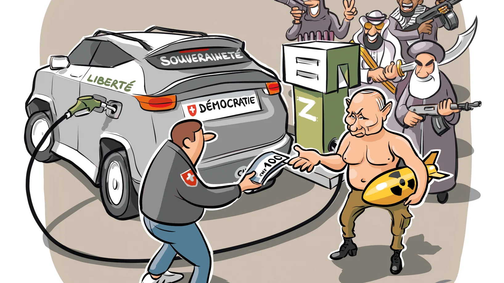 cartoon dépendance pétrolière