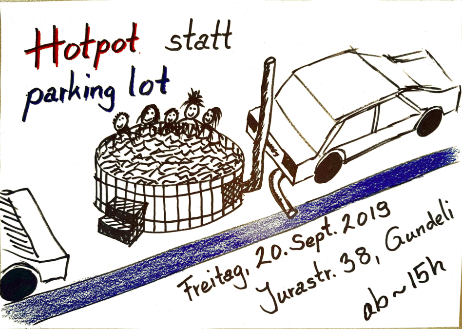 Hotpot statt parking lot in Basel am PARK(ing) Day 2019