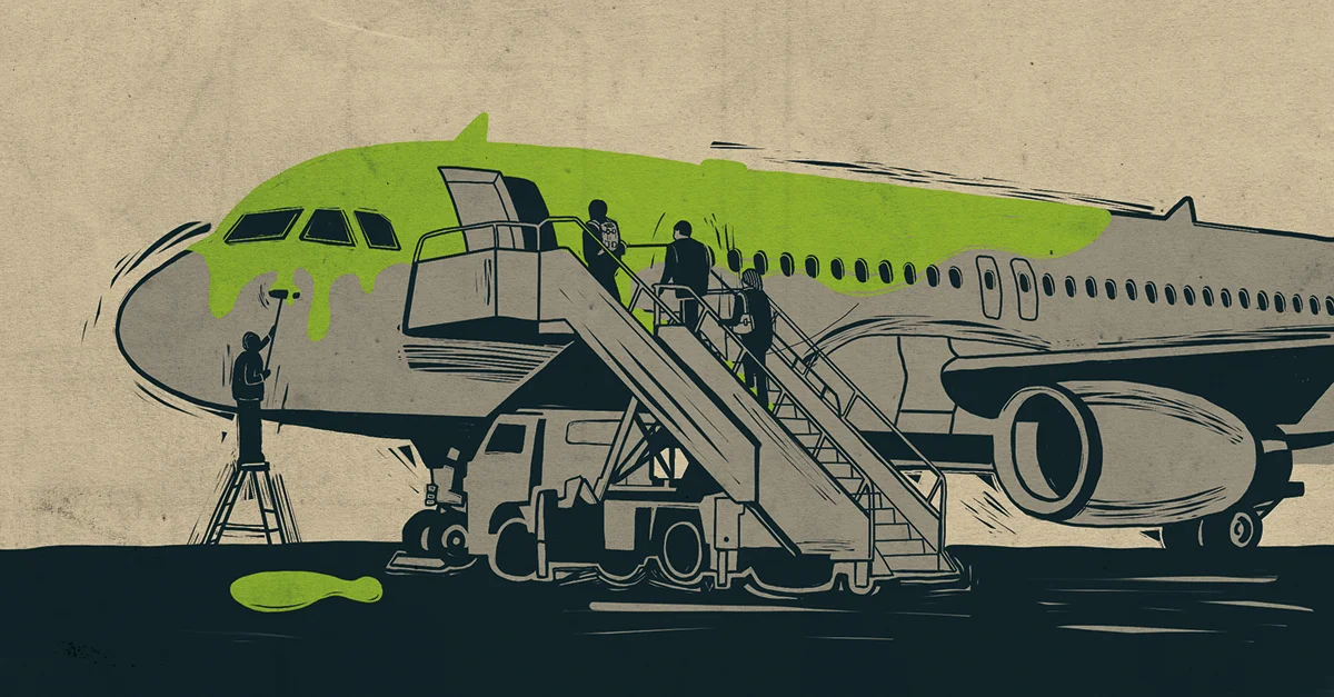 Greenwashing. Bild: https://stay-grounded.org